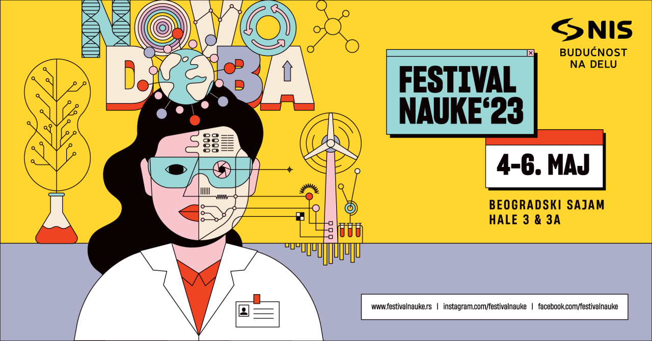 Festival nauke Novo doba na Beogradskom sajmu od 4. do 6. maja 2023. godine.