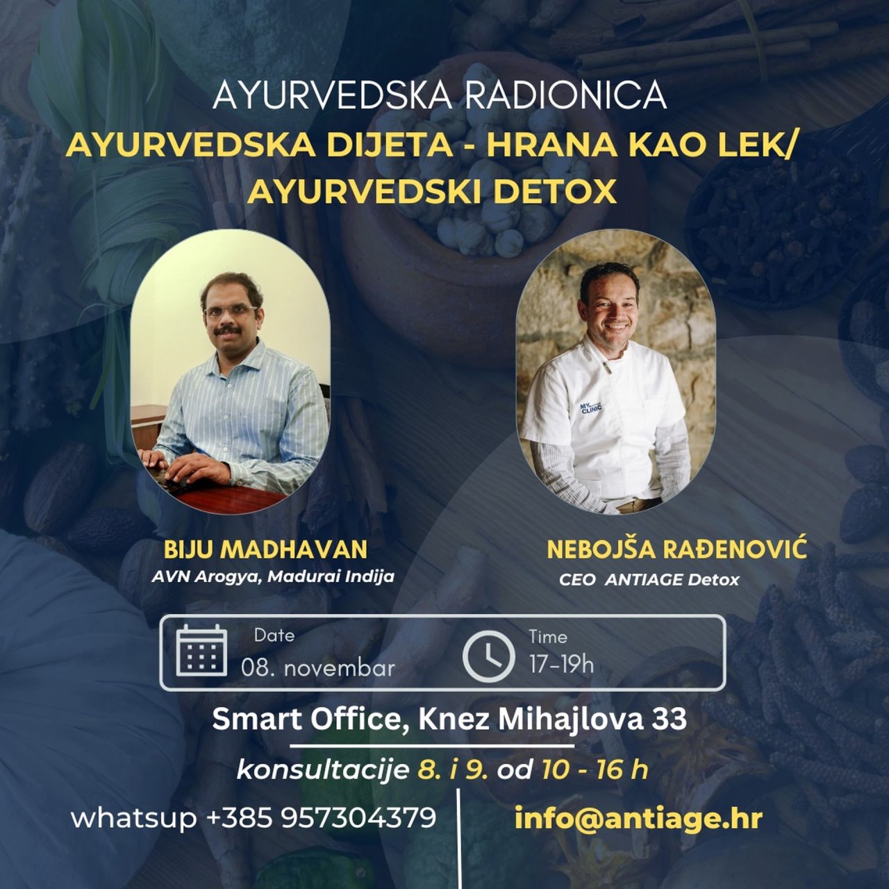 Ajurvedska radionica u Beogradu 8 novembra Nebojša Rađenović i dr Bidžu Madhava.