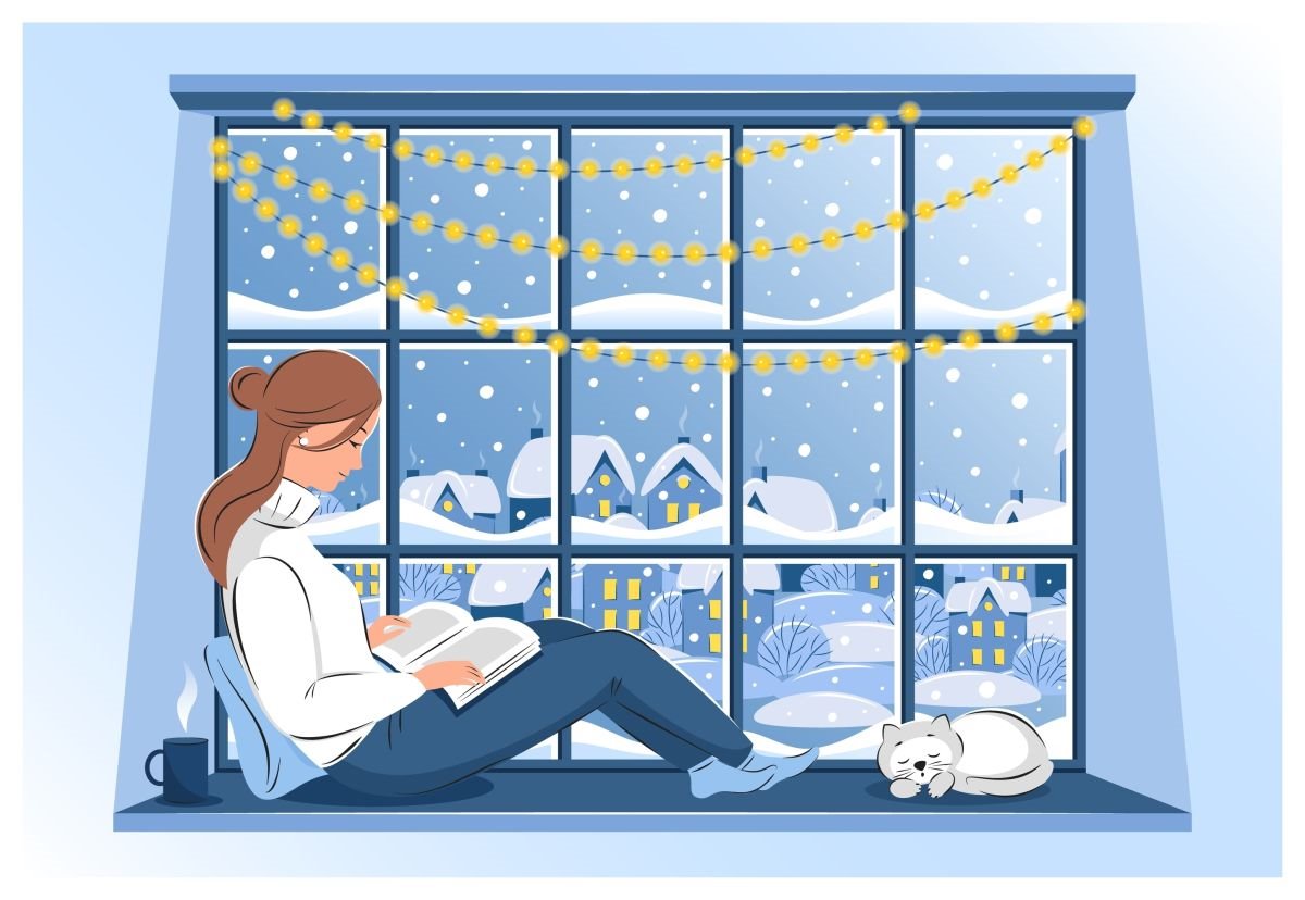 Ilustracija devojke kraj prozora za dnevni horoskop