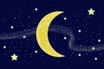 Mlad Mesec i zvezde na nebu