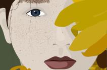 Ilustracija devojka i lišće u jesen