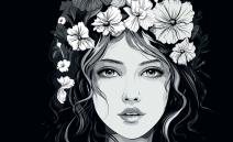 Ilustracija devojke i cveća