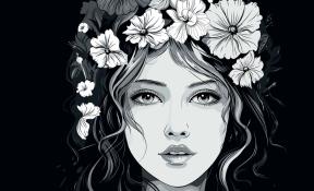 Ilustracija devojke i cveća