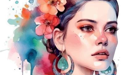 Devojka sa cvećem u kosi