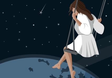 Devojka se ljulja u kosmosu