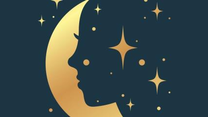 Ilustracija devojke i Meseca