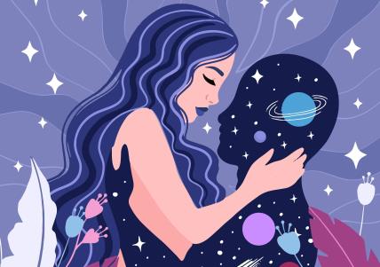 Žena grli kosmos