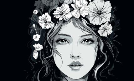 Ilustracija devojke i cveća