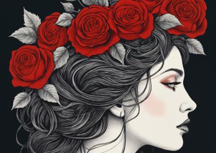 Ilustracija devojke s ružama za horoskop