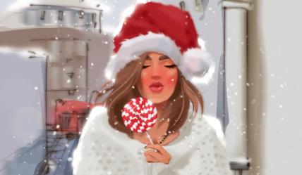 Devojka sa kapom Deda Mraza za horoskop