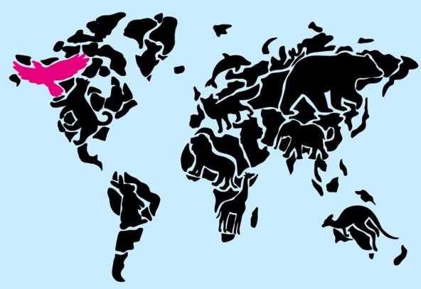 Životinje na mapi sveta