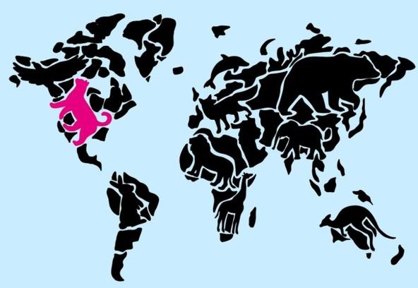 Životinje na mapi sveta