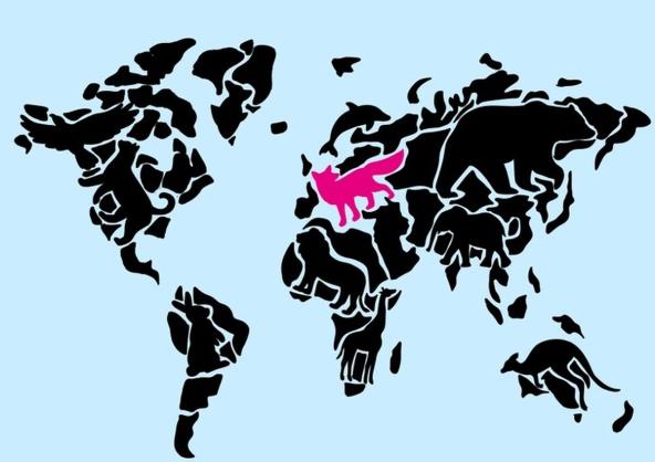 Životinje na mapi sveta