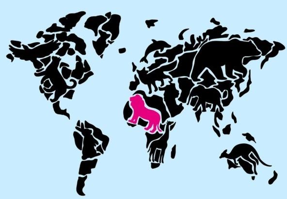 Životinje na mapi sveta