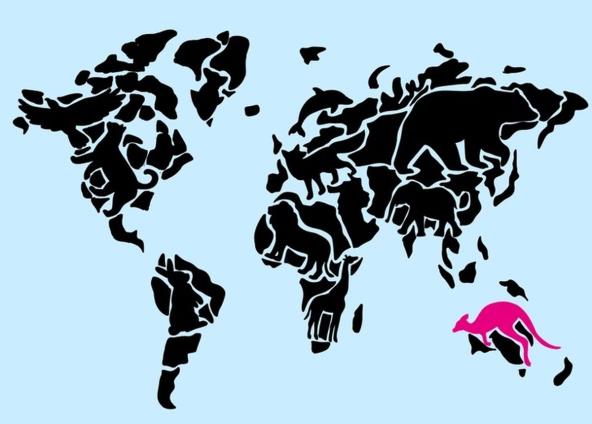 Životinje na mapi sveta