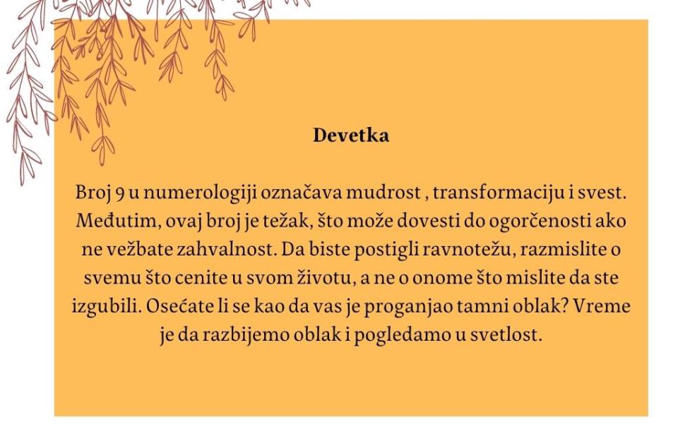 Jedinica U numerologiji broj 1 povezuje se sa nezavisnošću, rivalstvom i željom za slobodom. Međutim, pronalaženje ravnoteže može značiti da se ovog meseca morate više fokusirati na svoju vezu . Fokusiranje na one (9)